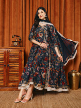Printed Cotton Blend Kurta With Pants & Dupatta